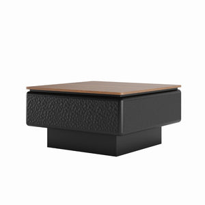 English Elm 31 Inch Lift Top Square Coffee Table Hammered Panels Hidden Storage Mid Century W2263P412388