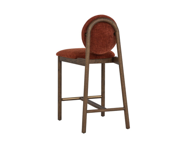 Sunpan ORABELL Counter Stool - Sculptural Mid-Century Design with Rich Opera Spice Upholstery & Brass Accents 112413