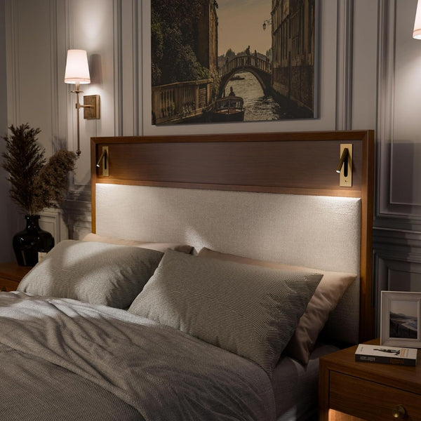 English Elm Espresso Eastern King Panel Bed Faceted Wood Frame Transitional Bedroom Design B2741S00789