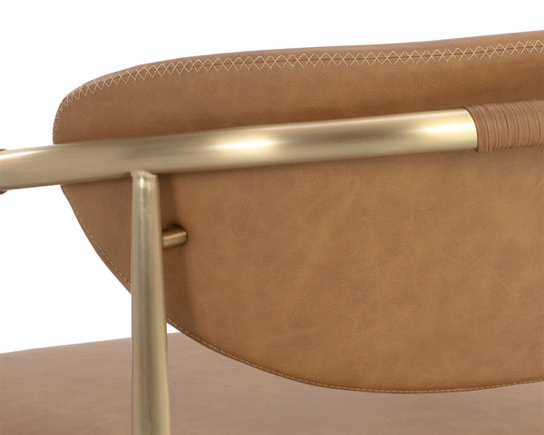 Sunpan Heloise Lounge Chair - Stylish Faux Leather With Gold Accents For Modern Living Spaces And Bedrooms Brown Faux Leather 112062