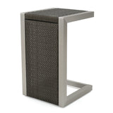 Christopher Knight Home® - Noble House - Cape Coral Modern Wicker C-Shaped End Table, Gray and Silver