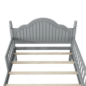 English Elm Twin Low Profile Kids Platform Bed Solid Pine Frame with Guardrails and Storage Grey W2593P411270