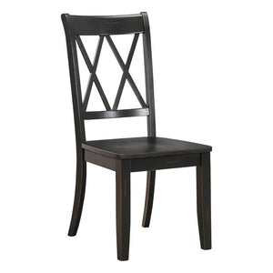 English Elm 5pc Farmhouse Dining Set Pine Table with Four Double X Back Chairs for Kitchen Black Brown B011S00996