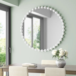 JLA Home Madison Park Signature - 36" Vintage-Inspired Round Wall Mirror with Matte White Beaded Metal Frame, HD Glass & Easy Hang (36" diameter) MPS95F-0043