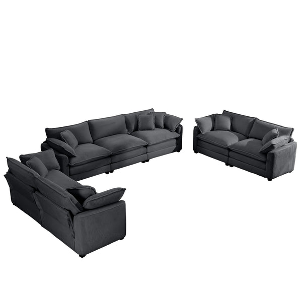English Elm Modern 2-Piece Corduroy Sofa Set - Stylish 2-Seater & 3-Seater With 8 Cushions For Ultimate Comfort W714S00834