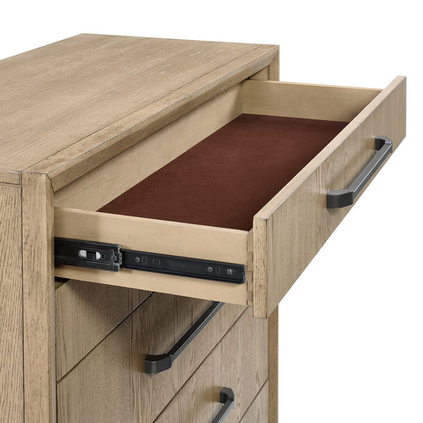 English Elm Wallace & Bay - Caramel 6-Drawer Chest in Cocoa Brown with Smooth Metal Glides, Space-Saving Contemporary Wood Storage B361P406171