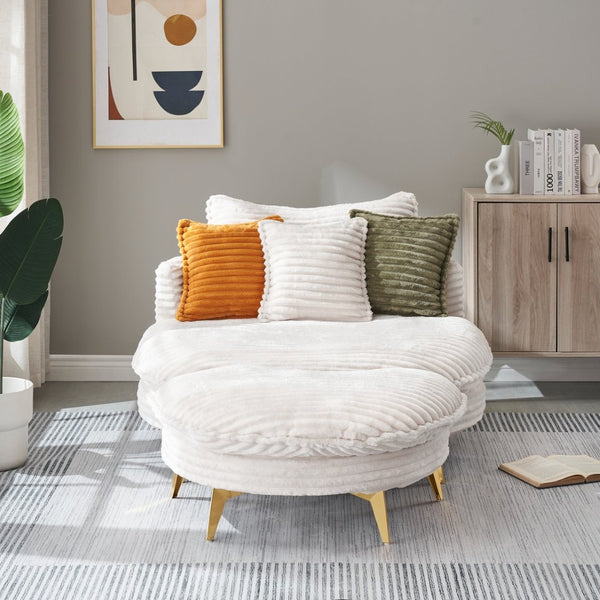 English Elm 65.00 Inch Mid-century Corduroy Loveseat with Gold Tapered Legs for Apartment Living Beige W1658P212594