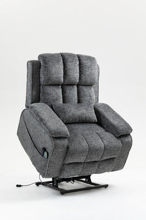 English Elm Oversized Power Lift Recliner Chair with Massage Heating and Usb Charging for Living Room Grey W547S00071