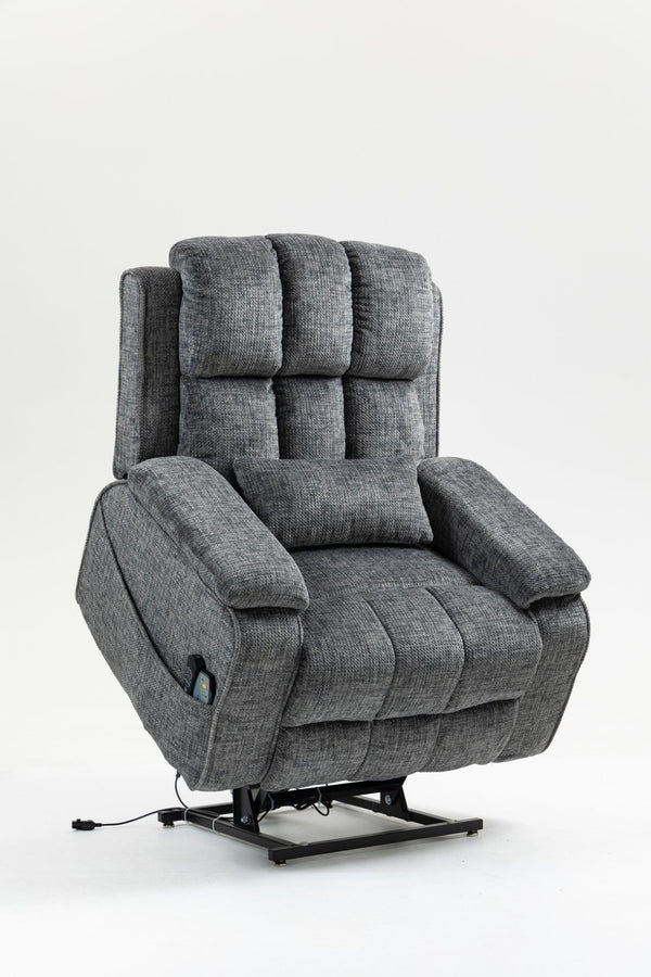 English Elm Oversized Power Lift Recliner Chair with Massage Heating and Usb Charging for Living Room Grey W547S00071