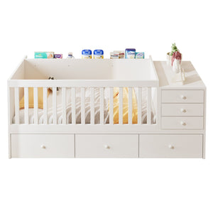 English Elm Convertible Crib Daybed with Changing Table Six Drawers Pine Wood Nursery Frame FF00001AAW