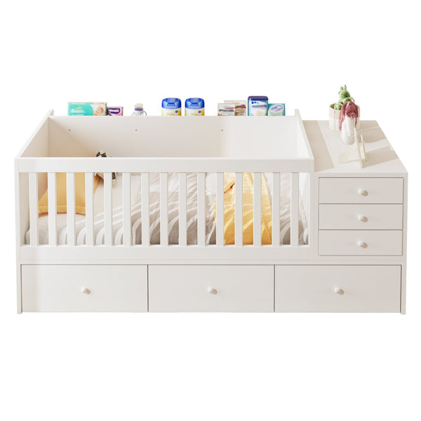 English Elm Convertible Crib Daybed with Changing Table Six Drawers Pine Wood Nursery Frame FF00001AAW