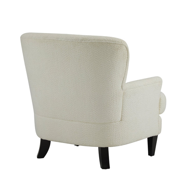 English Elm Christopher Knight Home® - Gerald Boucle Upholstered Club Chair with Tapered Birch Legs, Tonal Piping and Cozy Texture Off-White+Black 32.25 L x 27.75 W x 20.75 H N776P243710W