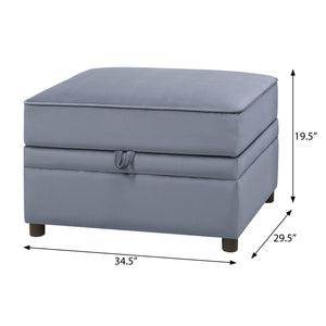 English Elm Grey Rectangle Storage Ottoman with Velvet Upholstery, Lift-Lid Safety Hinge, Plush Seat & Hidden Space B062P186558