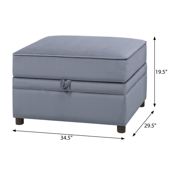 English Elm Grey Rectangle Storage Ottoman with Velvet Upholstery, Lift-Lid Safety Hinge, Plush Seat & Hidden Space B062P186558