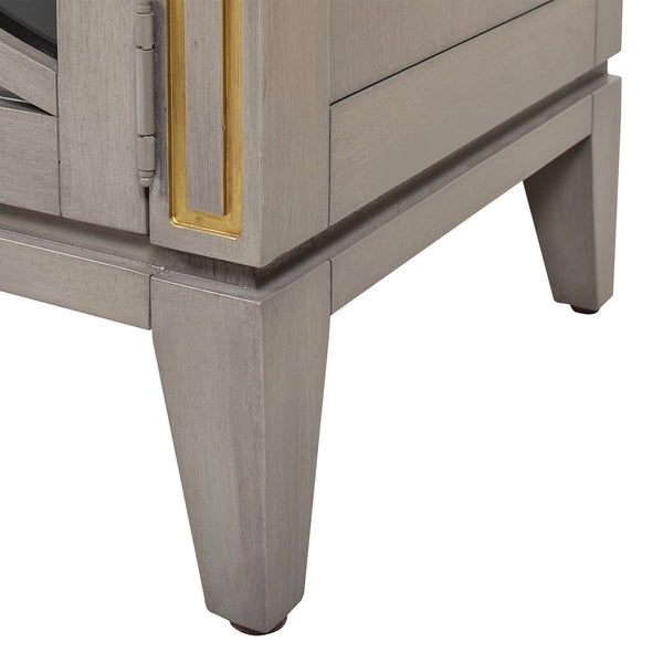 English Elm Jennifer Taylor Home - Dauphin 71" TV Stand Console Table in Grey Cashmere Wood with Gold Accents, Ample Storage, Assembled B2719P238490