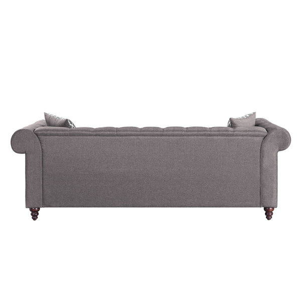 English Elm Waldina Reversible Fabric Sectional Sofa with Pocket Coil Seating, Button Tufting & Nailhead Trim Brown 84 L x 33 W x 26 H B2726P265298