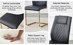 English Elm Table Set With Elegant Glass Top, Imitation Marble Finish & 8 Comfortable Pu Chairs - Perfect For Dining! W1151S04348-GIGA