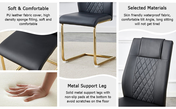 English Elm Table Set With Elegant Glass Top, Imitation Marble Finish & 8 Comfortable Pu Chairs - Perfect For Dining! W1151S04348-GIGA