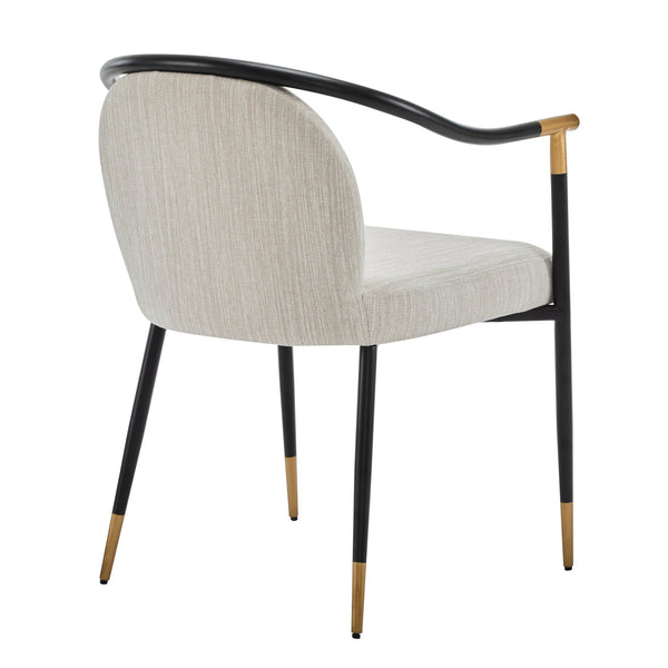English Elm Christopher Knight Home® - Modern Upholstered Dining Chair with Gold-Tip Accents, Metal Armrests, Heathered Fabric, Set of Two Beige,Black 35.75 L x 22.75 W x 22.5 H N776P195378B