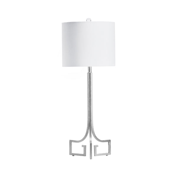 Crestview Collection 33.75"Th Lux Table Lamp - Elegant Silver Metal Design With Classic White Shade & 3-way Socket Options   Cvaer874a