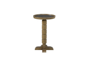 English Elm Spot Pedestal Accent Table with Turned Base and Sculpted Feet for Cozy Living Spaces Almond B2699P447489