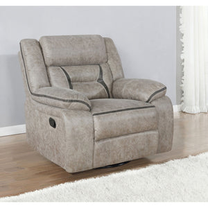 English Elm Brazelton Elegant Upholstered Swivel Glider Recliner in Performance Leatherette with Pillow Arms, Luxe Comfort taupe B062P357786