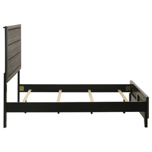 English Elm Cabrillo Grey Oak Full Panel Bed with 3D Foil Veneer, Easy-Clean Finish & Dark Grooved Detail B062S01321