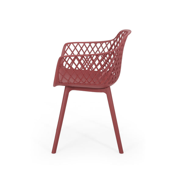 English Elm Christopher Knight Home® - POPPY Weather-Resistant Outdoor Dining Chair with Diamond Mesh Design, Sturdy Polypropylene Comfort Red 24 L x 23.5 W x 22.4 H 69069.00RED