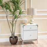 Christopher Knight Home® Daphney White Glass 2 Drawer Bedside Table