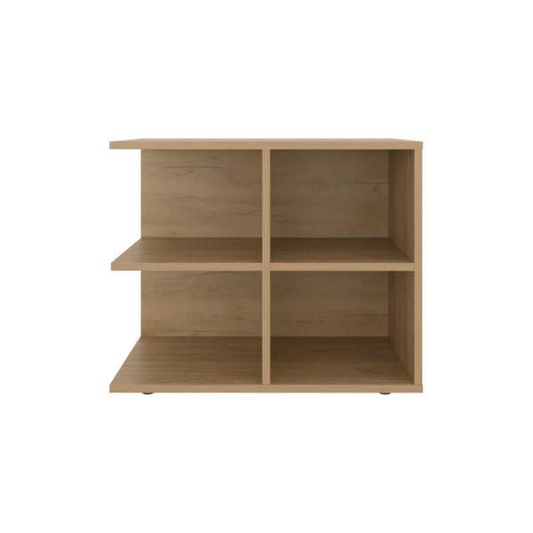 English Elm Latham Modern Side Table with Four Grid Compartments Natural Wood Finish for Living Rooms B092P390621