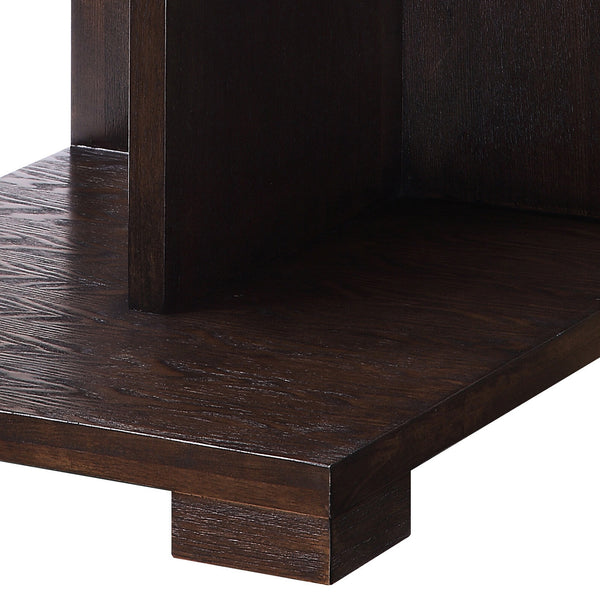 English Elm Walnut Modern 1-Drawer End Table with Safety-Stop Drawer, Divided Lower Shelf & Sturdy Bracket Legs B062P186490