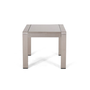 English Elm Cape Coral Frosted Tempered Glass Outdoor Side Table with Rust Resistant Aluminum Frame 65810.00