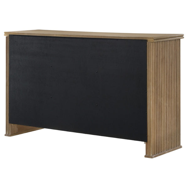 English Elm Dreydon Oak Veneer Sideboard with Reeded Panels Felt Drawers and Adjustable Shelves B062P440063