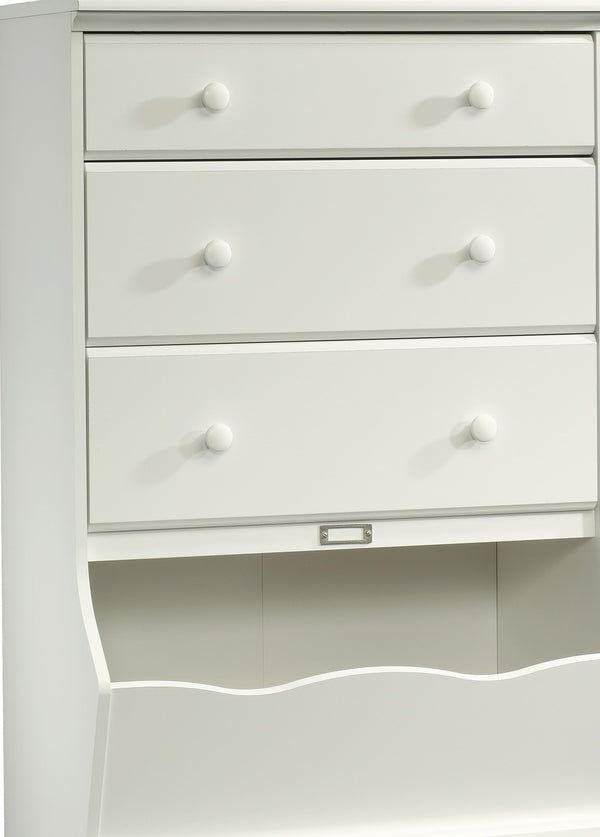 English Elm 3-Drawer Chest with White Finish, Durable Engineered Wood, Kids Organizer with Large Bin, Compact Fit for Small Spaces B356P367976