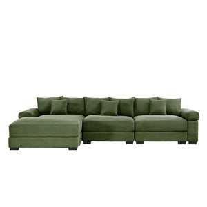 English Elm 130" Oversized Cloud L-Shape Sectional Couch - Soft Corduroy, Ergonomic Design & Modular Ottoman Included W714S01333