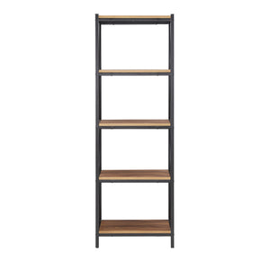 Homelegance Eulia Four Tier Open Bookcase Black Metal Frame Warm Brown Shelves 883BK-12