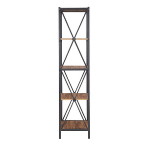 Eulia Four Tier Open Bookcase Black Metal Frame Warm Brown Shelves