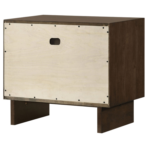 English Elm Hemlock Solid Wood 2-Drawer Nightstand in Warm Brown — Smooth Fingertip Pulls, Soft-Glide Storage B062P378389