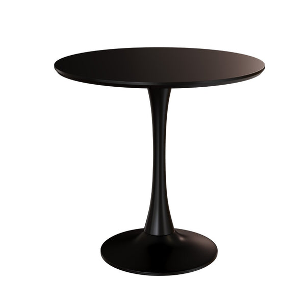 English Elm 31.5 Inch Round Tulip Pedestal Dining Set Matte Black Mdf Table with Two Pu Chairs W2189S00837