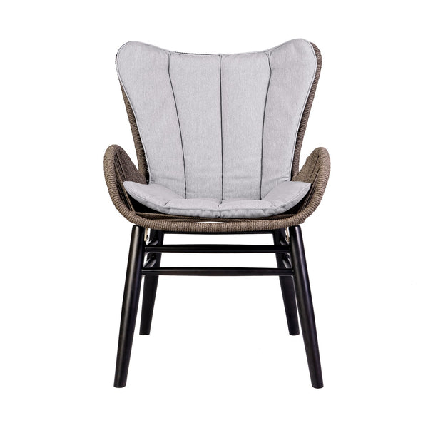 English Elm Jaelen Weather-Resistant Outdoor Dining Chair in Dark Eucalyptus & Truffle Rope with Gray Cushion, Durable B2736P354276