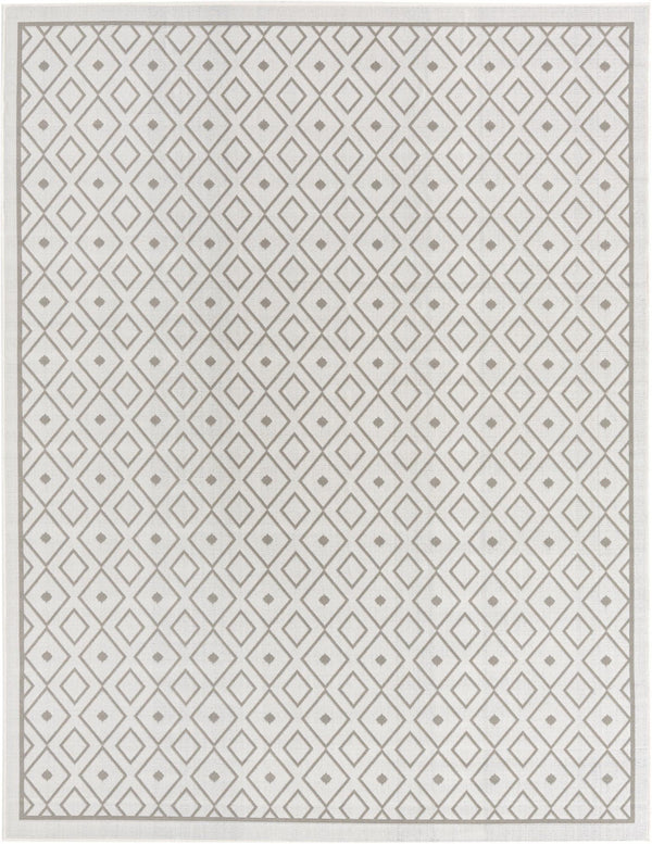 Unique Loom Outdoor Trellis Kafes Machine Made Geometric Rug Ivory, Gray 7' 10" x 10' 0"