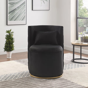 English Elm 360° Swivel Accent Chair with Hidden Storage Velvet Curved Seat and Gold Metal Base for Room Comfort Black W1420P143734