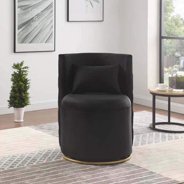 English Elm 360° Swivel Accent Chair with Hidden Storage Velvet Curved Seat and Gold Metal Base for Room Comfort Black W1420P143734