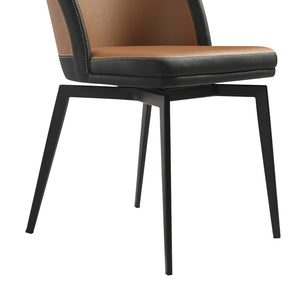 English Elm Abel Swivel Faux Leather Dining Chair Set Contoured Back Industrial Modern Style B2736P464804