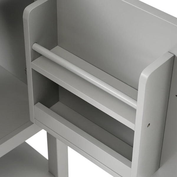English Elm 20" Matte Freestanding Bathroom Vanity Rubberwood Cabinet Ceramic Sink Open Shelf Grey N725P391115E