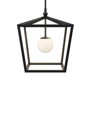 Currey & Company Denison Black Outdoor Lantern - Elegant Wrought Iron Design With Soft Glow For Patios & Porches Black Wrought Iron ,Glass 9500-0025-currey-company