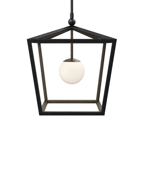 Currey & Company Denison Black Outdoor Lantern - Elegant Wrought Iron Design With Soft Glow For Patios & Porches Black Wrought Iron ,Glass 9500-0025-currey-company
