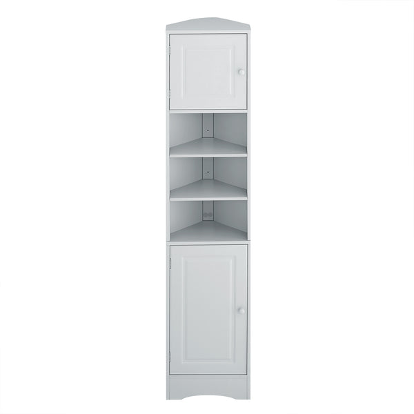 English Elm Multi-Functional Corner Cabinet Tall Trapezoid Bathroom Storage with Adjustable Shelves, Doors, Anti-Dump Device Grey WF530911AAE