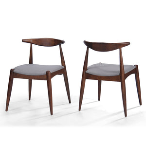 English Elm [video] 5-piece Mid-century Rubberwood Dining Set with Upholstered Chairs for Family Meals Light Gray,Walnut N759S002011D