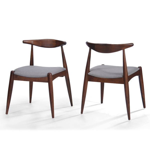 English Elm [video] 5-piece Mid-century Rubberwood Dining Set with Upholstered Chairs for Family Meals Light Gray,Walnut N759S002011D